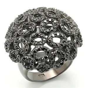 Ruthenium Brass Ring with Grade CZ in Jet