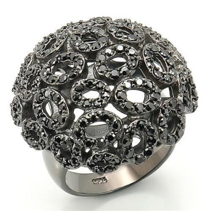 Ruthenium Brass Ring with Grade CZ in Jet