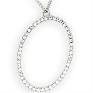 Rhodium Brass Necklace with Top Grade Crystal in Clear