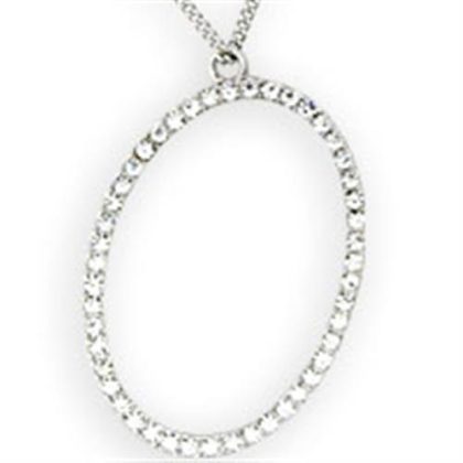 Rhodium Brass Necklace with Top Grade Crystal in Clear
