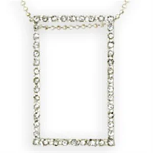 High - Polished Sterling Silver Chain Pendant with Top Grade Crystal in Clear