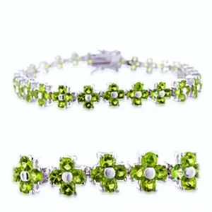 Rhodium Brass Bracelet with Synthetic Spinel in Peridot
