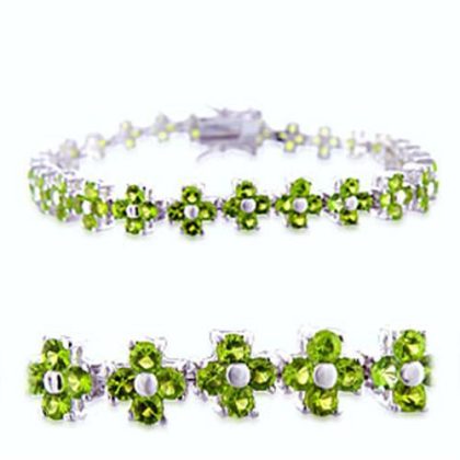 Rhodium Brass Bracelet with Synthetic Spinel in Peridot