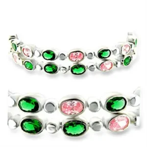 High - Polished Sterling Silver Bracelet with Grade CZ in Multi Color