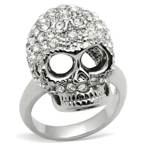 Rhodium White Metal Ring with Top Grade Crystal in Clear