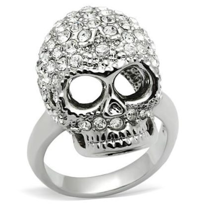 Rhodium White Metal Ring with Top Grade Crystal in Clear