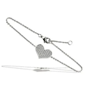 Rhodium Brass Bracelet with Grade CZ in Clear