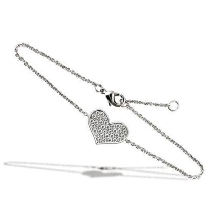 Rhodium Brass Bracelet with Grade CZ in Clear