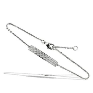 Rhodium Brass Bracelet with Grade CZ in Clear