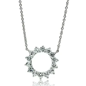 Rhodium Brass Necklace with Grade CZ in Clear