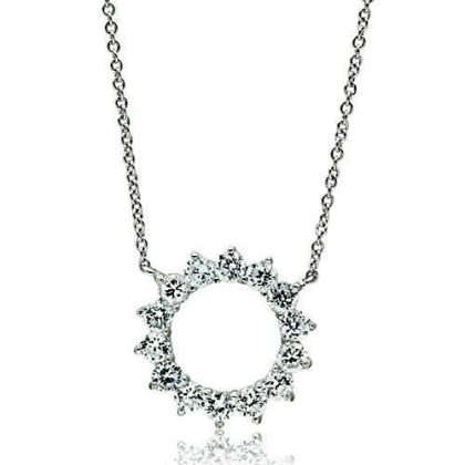 Rhodium Brass Necklace with Grade CZ in Clear