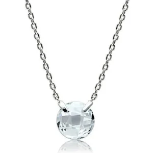 Rhodium Brass Necklace with Grade CZ in Clear
