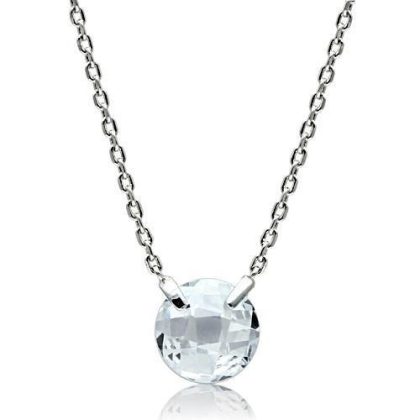 Rhodium Brass Necklace with Grade CZ in Clear