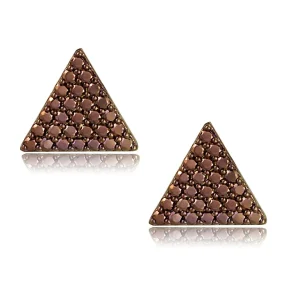 IP Coffee light Brass Earrings with Grade CZ in Light Coffee