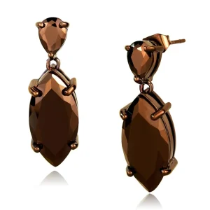 IP Coffee light Brass Earrings with Grade CZ in Light Coffee
