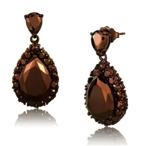 IP Coffee light Brass Earrings with Grade CZ in Light Coffee
