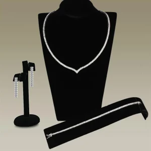 Rhodium Brass Jewelry Sets with Grade CZ in Clear