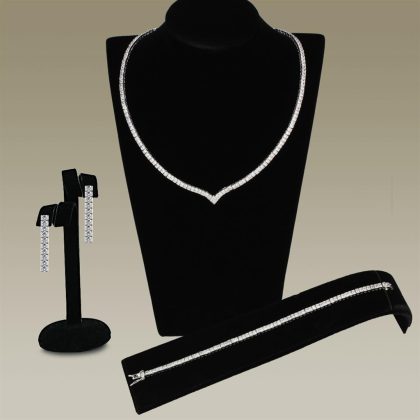 Rhodium Brass Jewelry Sets with Grade CZ in Clear