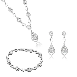 Rhodium Brass Jewelry Sets with Grade CZ in Clear