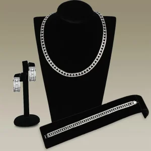 Rhodium Brass Jewelry Sets with Grade CZ in Clear
