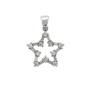 High - Polished Sterling Silver Pendant with Grade CZ in Clear