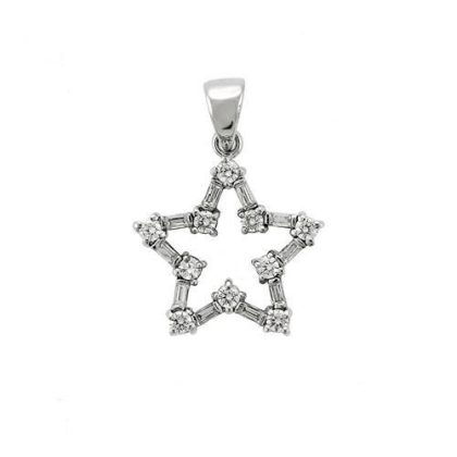 High - Polished Sterling Silver Pendant with Grade CZ in Clear